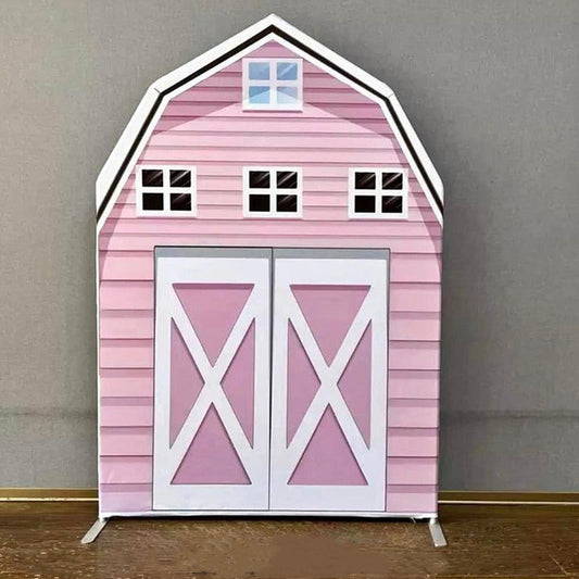 Lofaris Pink House Custom Barn Party Arch Backdrop