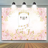 Load image into Gallery viewer, Lofaris Pink Llama Princess Floral Baby Shower Birthday Backdrop