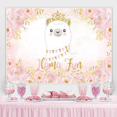 Lofaris Pink Llama Princess Floral Baby Shower Birthday Backdrop