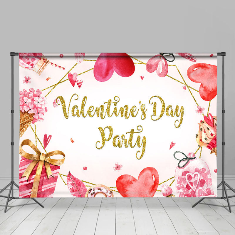 Lofaris Pink Love And Floral Happy Valentines Day Backdrop