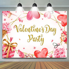 Lofaris Pink Love And Floral Happy Valentines Day Backdrop