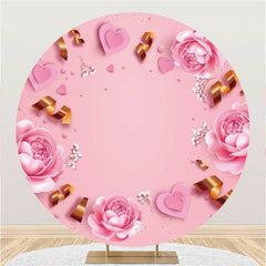 Lofaris Pink Love And Floral Round Wedding Backdrop Decoration