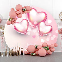 Lofaris Pink Love Ballons Circle Happy Valentines Day Backdrop