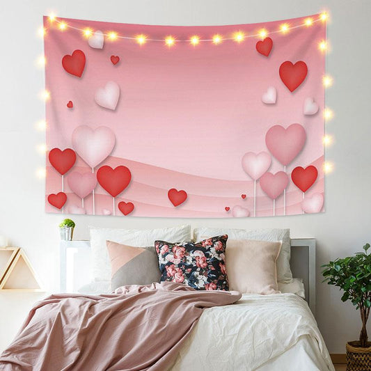 Lofaris Pink Love Ballons Family Valentine’s Day Custom Tapestry