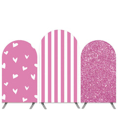 Lofaris Pink Love Stripes Glitter Birthday Arch Backdrop Kit