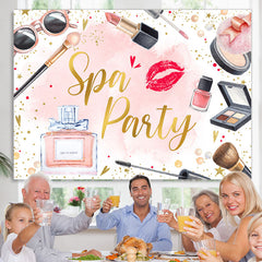 Lofaris Pink Make-Up Themed Spa Party Happy Birthday Backrop