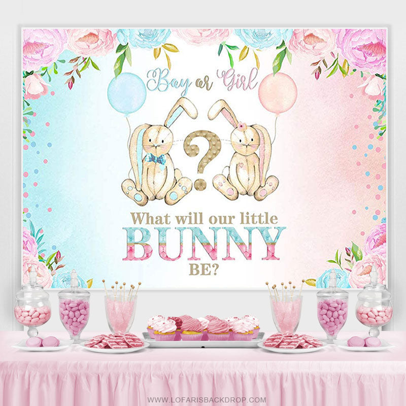 Lofaris Pink Or Blue Little Bunny Backdrop For Baby Shower