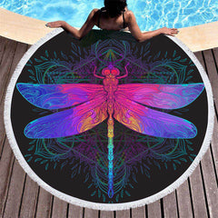 Lofaris Pink Original Dragonfly Dreams Circle Beach Towel