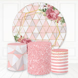 Load image into Gallery viewer, Lofaris Pink Pattern Glitter Floral Round Birthday Backdrop Kit