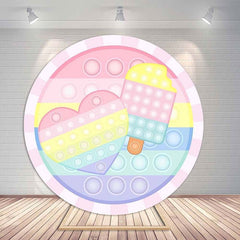 Lofaris Pink Pop It Colorful Heart Round Backdrops for Kids