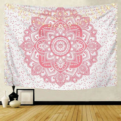 Lofaris Pink Psychedelic Lotus Bohemian Mandala Wall Tapestry
