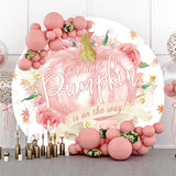 Load image into Gallery viewer, Lofaris Pink Pumpkin And Rose Baby Shower Circle Backdrop