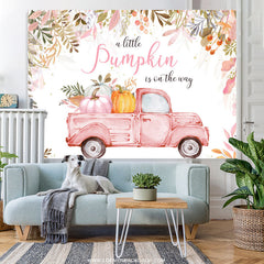 Lofaris Pink Pumpkin Is On The Way Truck Baby Shower Backdrop