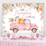 Load image into Gallery viewer, Lofaris Pink Pumpkin Is On The Way Truck Baby Shower Backdrop