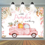 Load image into Gallery viewer, Lofaris Pink Pumpkin Is On The Way Truck Baby Shower Backdrop