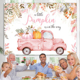 Load image into Gallery viewer, Lofaris Pink Pumpkin Is On The Way Truck Baby Shower Backdrop