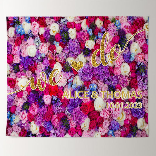 Lofaris Pink Purple And White Flower Wall Wedding Backdrop