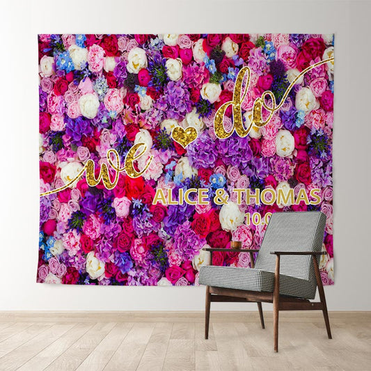 Lofaris Pink Purple And White Flower Wall Wedding Backdrop