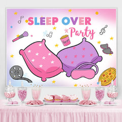 Lofaris Pink Purple Sleep Over Party Happy Birthday Backdrop