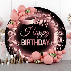 Lofaris Pink Ring Leaf Happy Birthday Circle Backdrop For Party