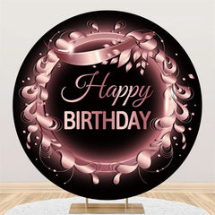 Lofaris Pink Ring Leaf Happy Birthday Circle Backdrop For Party