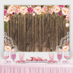 Lofaris Pink Rose Gold Glitter Baby Shower Backdrop For Girl