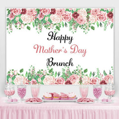 Lofaris Pink Rose Green Leaves Happy Mothers Day Brunch Backdrop