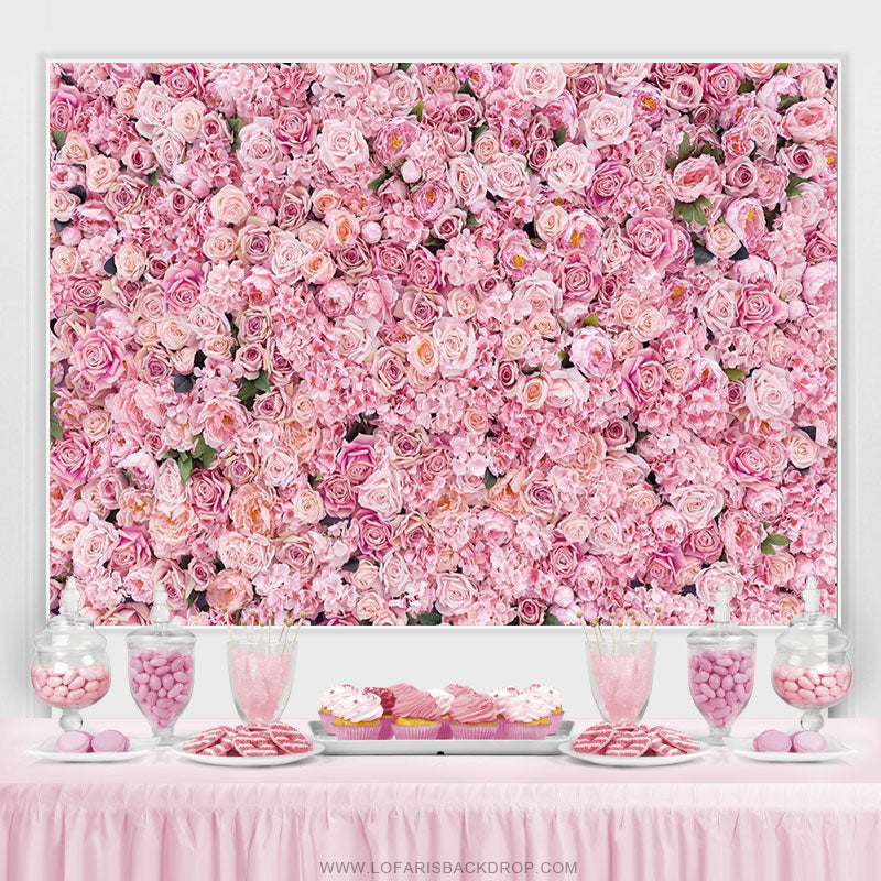Lofaris Pink Rose Wall Background Girls Birthday Party Backdrop