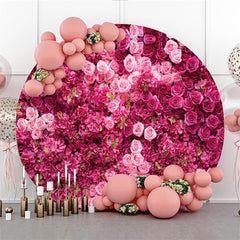 Lofaris Pink Roses Custom Circle Wedding Backdrop Decoration
