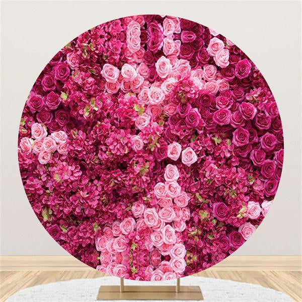 Lofaris Pink Roses Custom Circle Wedding Backdrop Decoration