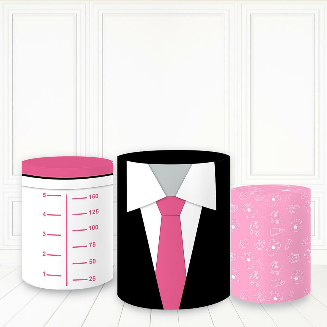 Lofaris Pink Scale Necktie Pedestal Cover Black Suit Cake Table
