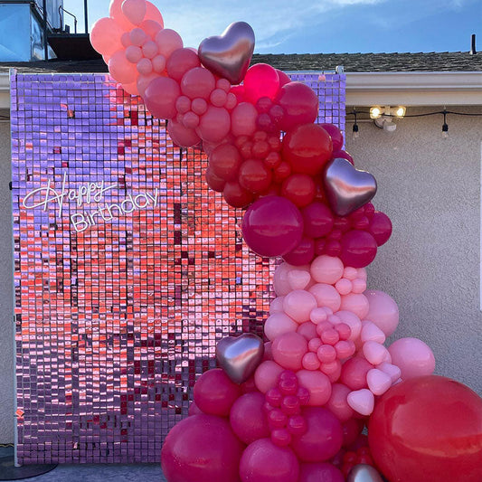 Lofaris Rose Pink Shimmer Wall Panels For Birthday Party Decorations