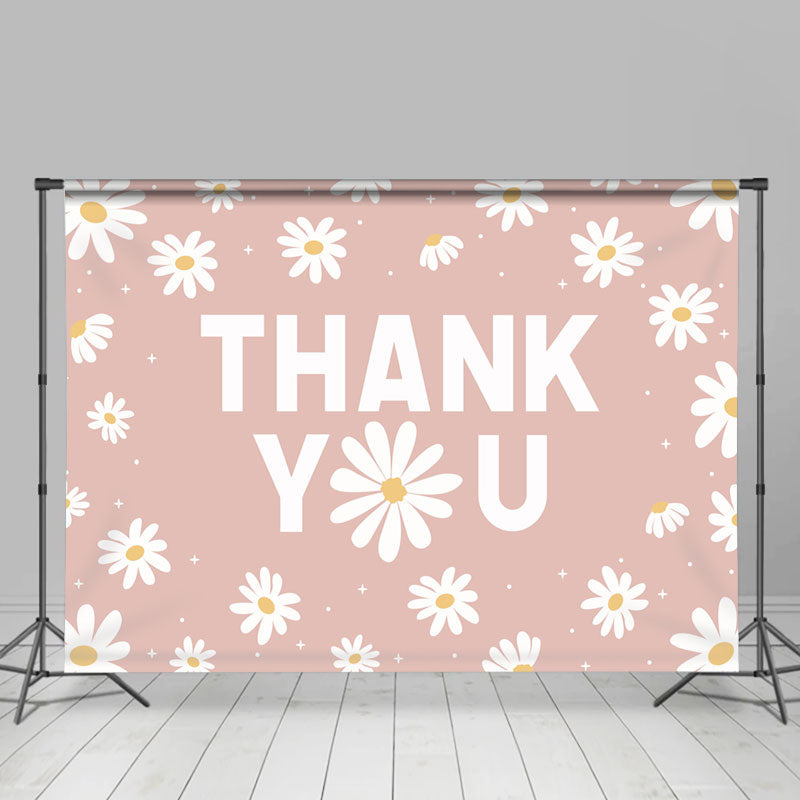Lofaris Pink Simple Little Daisies Thanksgiving Day Backdrop