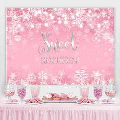 Lofaris Pink Snowflake Winter Girl Sweet Sixteen Birthday Backdrop