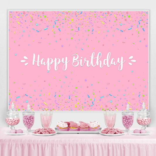 Lofaris Pink Solid Happy Birthday Party Backdrop for Girls