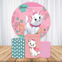 Lofaris Pink Soring And White Marie Cat Circle Backdrop Kit