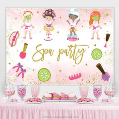 Lofaris Pink Spa Party Happy Birthday Backdrop For Girls