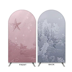 Lofaris Pink Starfish Grey Coral Double Sided Arch Backdrop for Birthday
