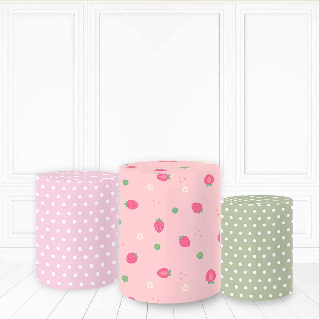 Lofaris Pink Strawberry Plinth Cover Simple Dots Cake Table