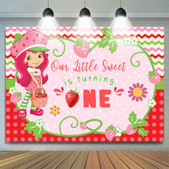 Lofaris Pink Strawberry Sweet Is Turning 1st Girl Birthday Backdrop