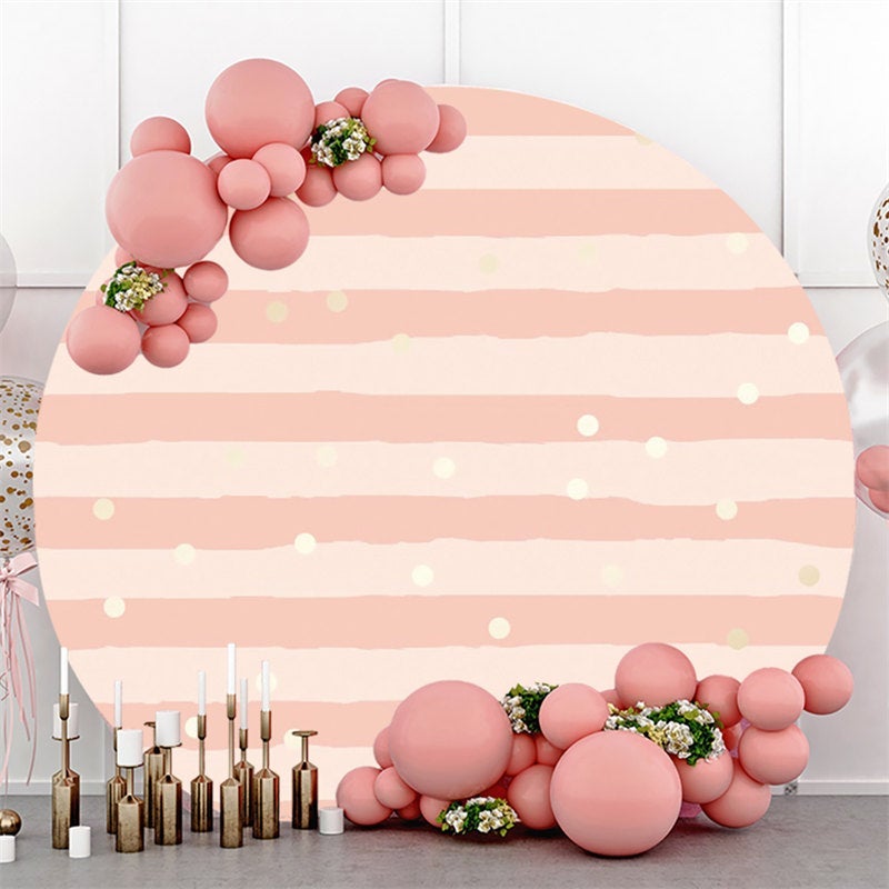 Lofaris Pink Stripes And Spot Round Happy Birthday Party Backdorp