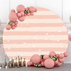 Lofaris Pink Stripes And Spot Round Happy Birthday Party Backdorp
