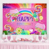 Load image into Gallery viewer, Lofaris Pink Sweet Candy Girls Happy Birthday Party Backdrop