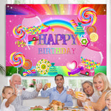 Load image into Gallery viewer, Lofaris Pink Sweet Candy Girls Happy Birthday Party Backdrop