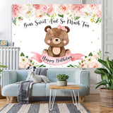 Load image into Gallery viewer, Lofaris Pink Teddy Bears and Blooming Flowers Birthday Backdrop