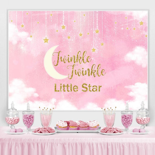Lofaris Pink Twinkle Little Star Baby Shower Backdrop