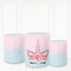 Lofaris Pink Unicorn Cake Table Cover Blue Theme Pillar Wrap