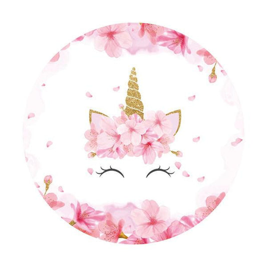 Lofaris Pink Unicorn Round Baby Shower Party Backdrop For Girl
