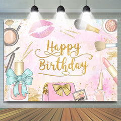 Lofaris Pink Watercolor Happy Birthday Party Backdrop for Girl