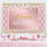 Load image into Gallery viewer, Lofaris Pink white pearls shiny diamond happy birthday backdrop